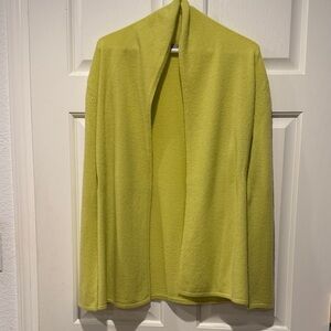 Neiman Marcus Chartreuse Cashmere Basic Open Cardigan